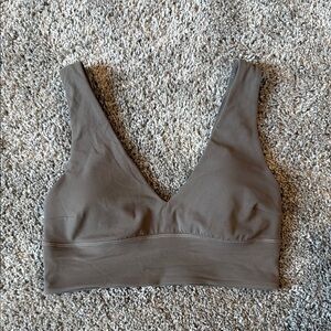 Lululemon Gray Sports Bra with Wide Straps and Longline Fit